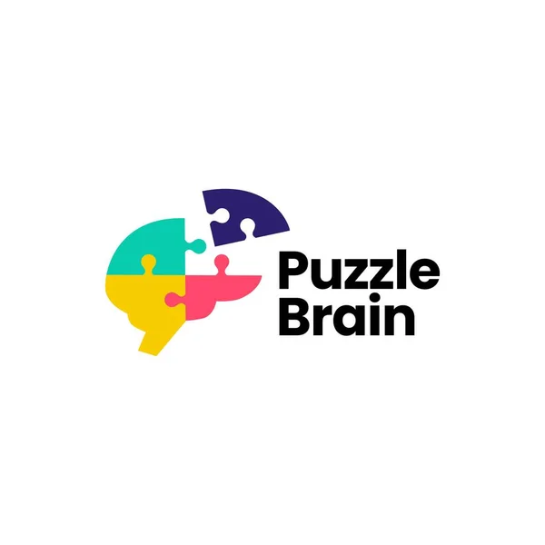 Головоломка Логотип Мозку Векторна Ілюстрація Піктограми — стоковий вектор