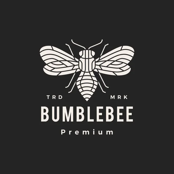 Bumble Bee Monoline Hipster Vintage Logo Vector Icon Illustration — Stock Vector
