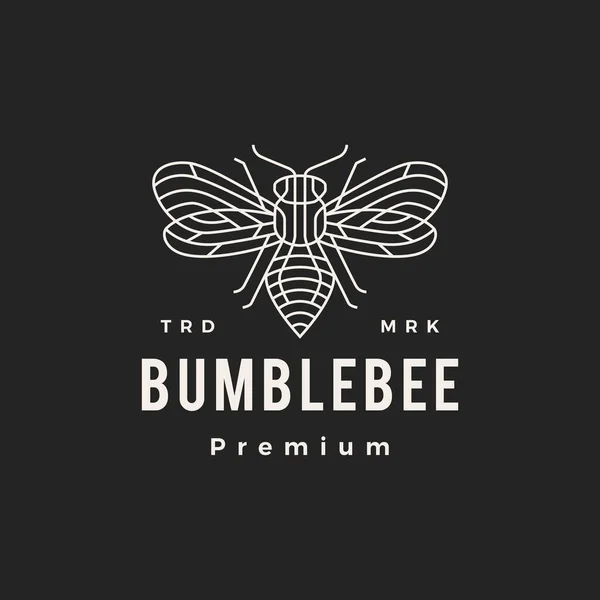 Bumble Bee Monoline Outline Hipster Vintage Logo Vector Icon Illustration — Stock Vector