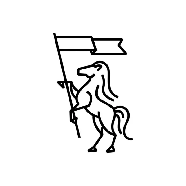 馬旗モノラインロゴベクトルアイコンイラスト — ストックベクタ