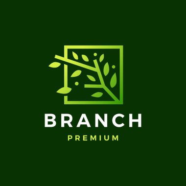 kare ağaç yaprağı logo vektör resimleme