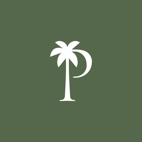 Palmier Lettre Marque Logo Vecteur Icône Illustration — Image vectorielle