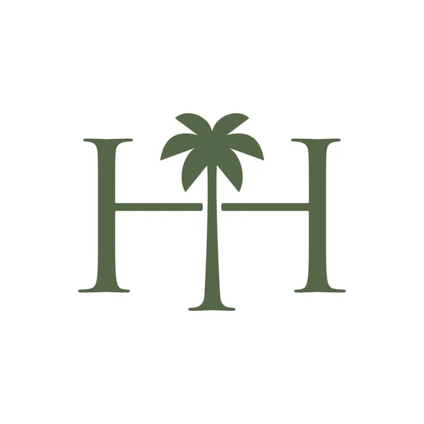Palmiye Ağacı Çifte Harf Işareti Logo Vektör Resimleme — Stok Vektör