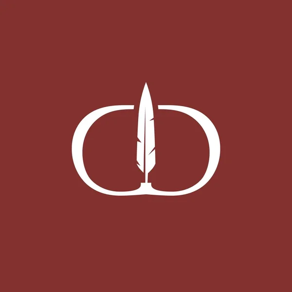 Lettre Marque Plume Stylo Signature Plume Double Logo Vecteur Icône — Image vectorielle