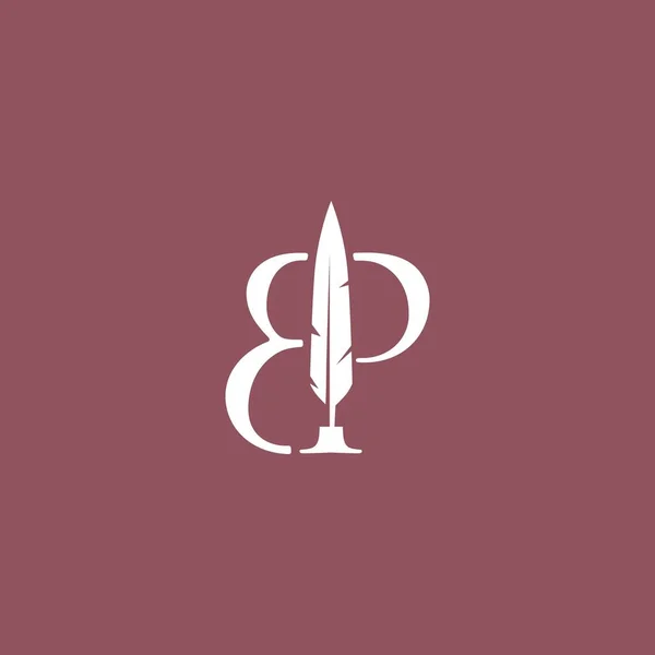Lettre Marque Plume Stylo Signature Plume Logo Vecteur Icône Illustration — Image vectorielle