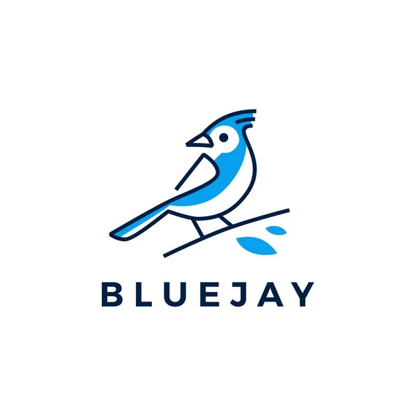 Azul Jay Pássaro Logotipo Ícone Vetor Ilustração — Vetor de Stock