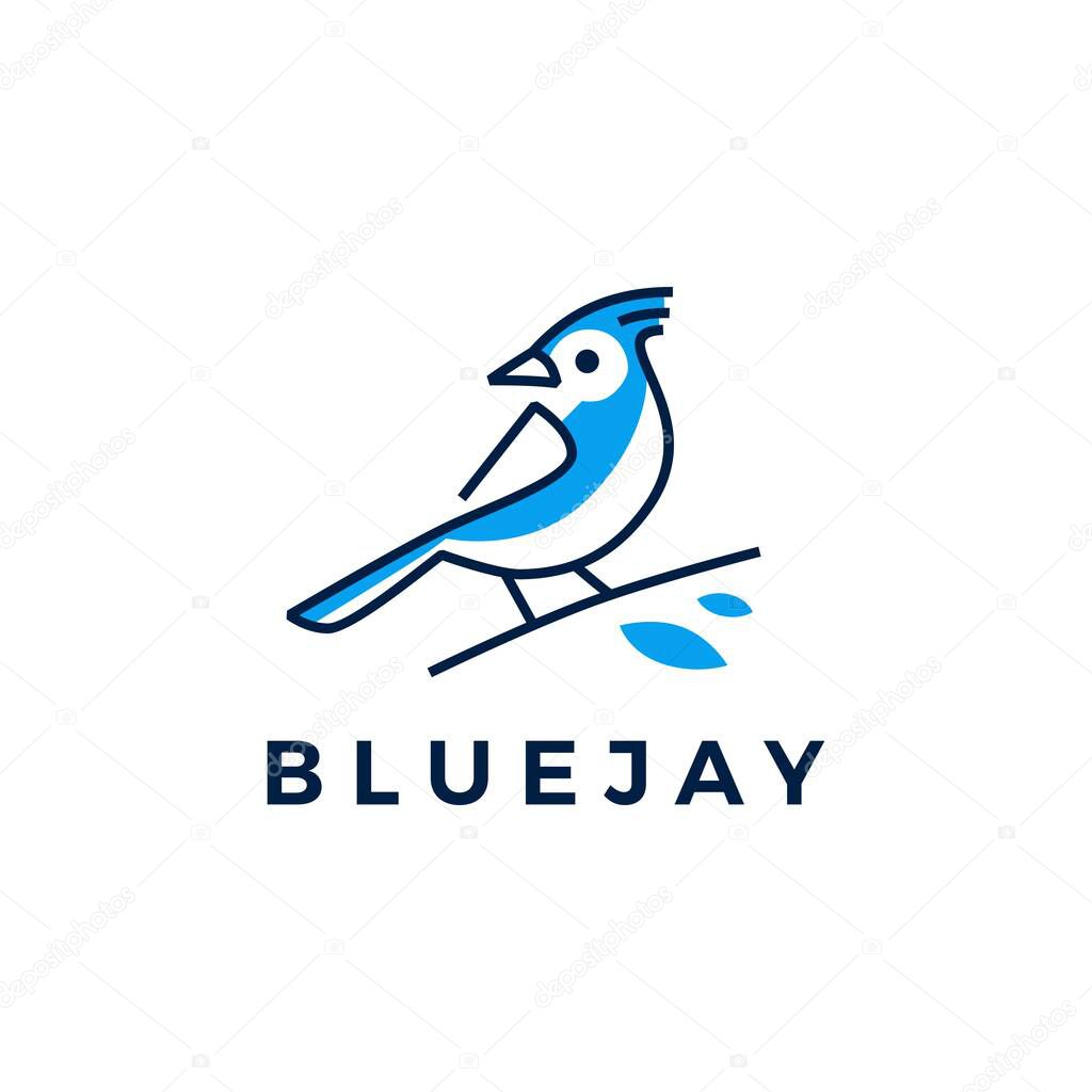 blue jay bird logo vector icon illustration