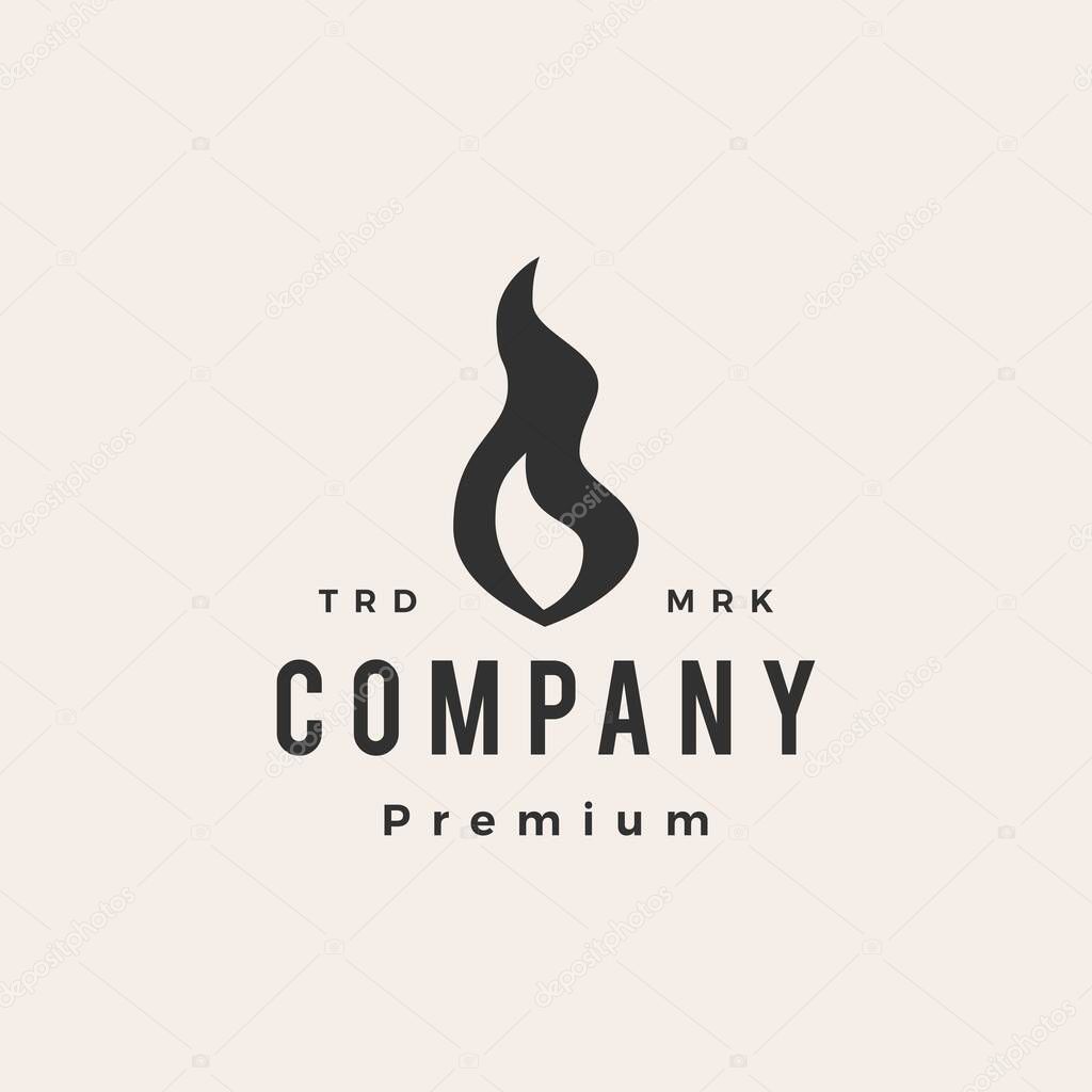 Fire flame lit hipster vintage logo vector icon illustration