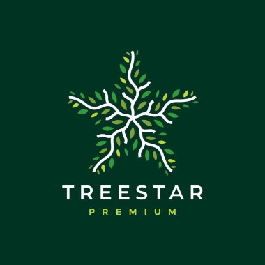 ağaç yıldızı yaprağı logo vektör resimleme