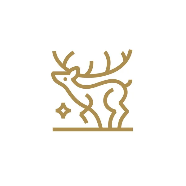 Hirsch Stern Monolin Umriss Logo Vektor Symbol Illustration — Stockvektor