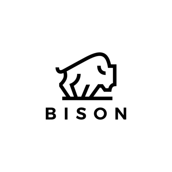 Bison Buffle Américain Monoline Contour Logo Vectoriel Icône Illustration — Image vectorielle
