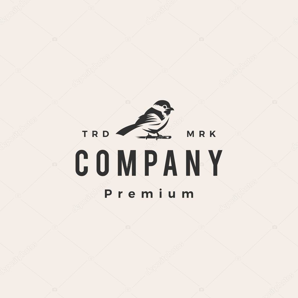 Chickadee hipster vintage logo vector icon illustration
