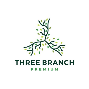 üç dal yaprağı ağaç logo vektör resimleme