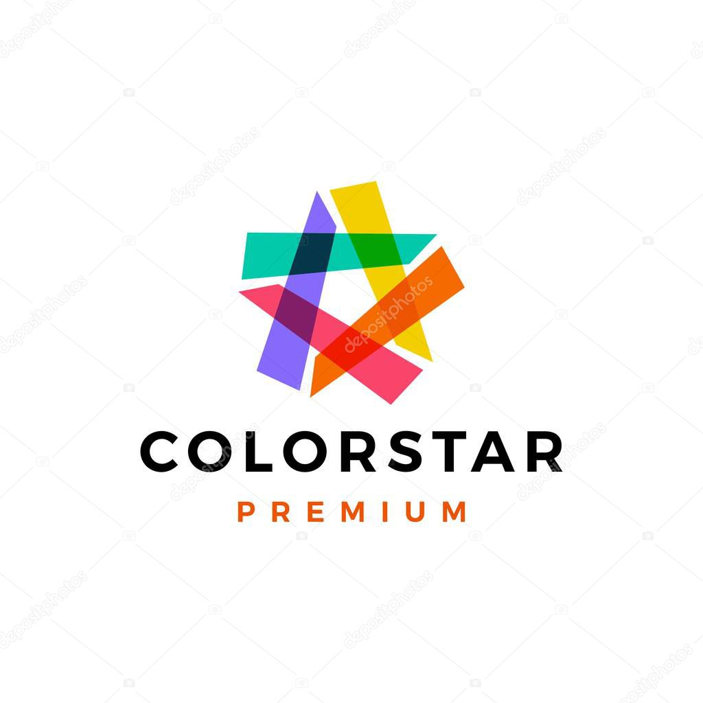 Star abstract colorful overlap overlapping logo vector icon illustration