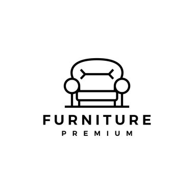 sofa furniture interior chair logo vector icon illustration