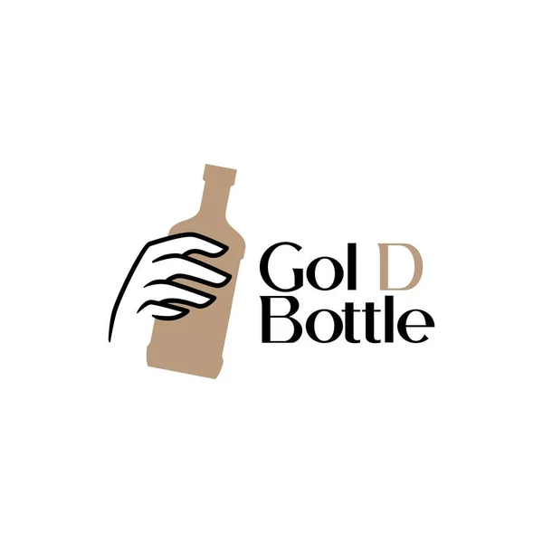 Mano Bodega Botella Licor Bebida Whisky Cerveza Logotipo Vector Icono — Vector de stock