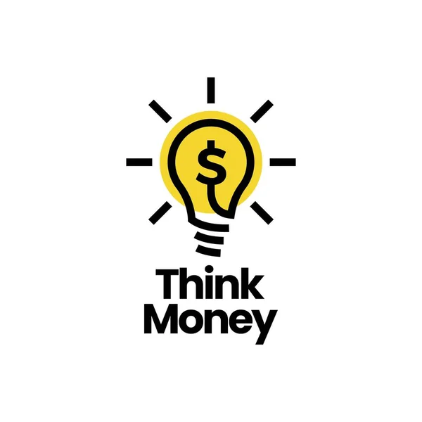 Think Money Bulb Lamp Dollar Smart Idea Logo Vector Icon — Stock Vector