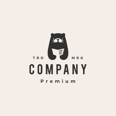 Su samuru, hipster klasik logo vektör ikonu resimlemesi okudu