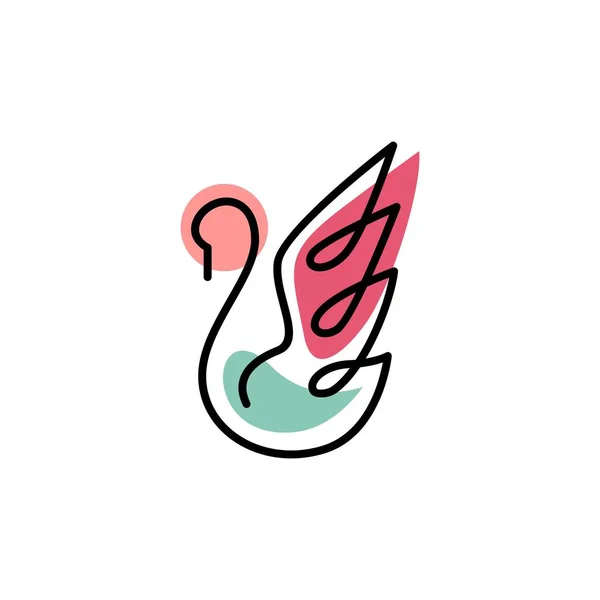 Illustration Vectorielle Logo Coloré Contour Cygne — Image vectorielle