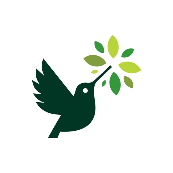 Hummingbird Colibri Leaf Tree Logo Vector Icon Illustration — Image vectorielle