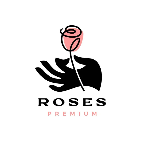 Main Tenant Rose Cadeau Fleur Logo Vectoriel Icône Illustration — Image vectorielle