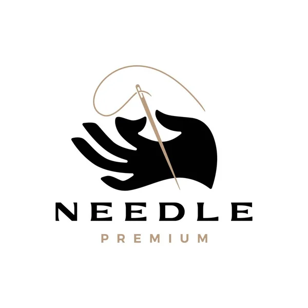 Hand Hold Holding Needle Thread Logo Vector Icon Illustration — Stockový vektor