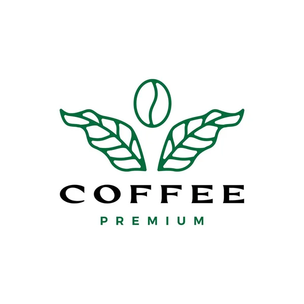 Kaffeebohne Blatt Pflanze Logo Vektor Symbol Illustration — Stockvektor