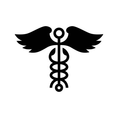 caduceus wing yılan tıbbi logo vektör ikonu illüstrasyonu
