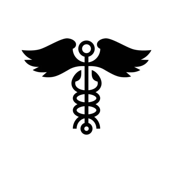 Caduceus Wing Snake Medical Logo Vector Icon Illustration — Stock Vector