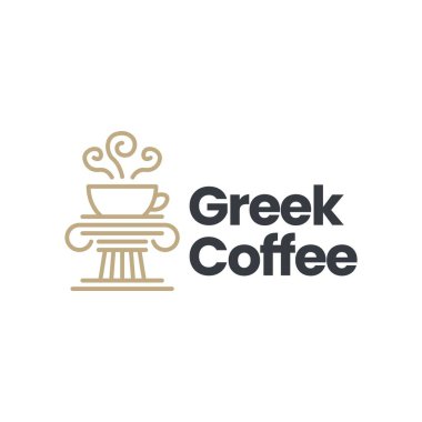 greek coffee pillar column ionic logo vector icon illustration