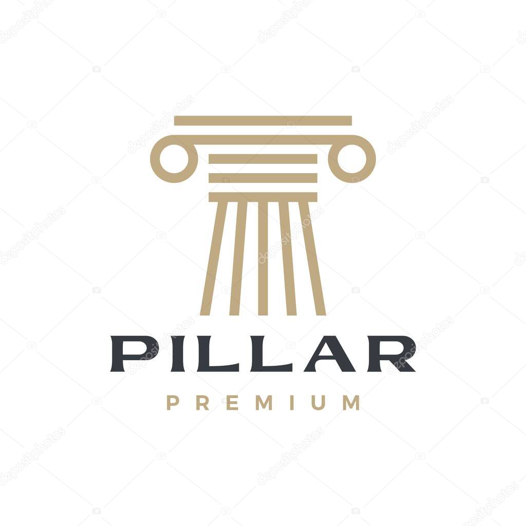 Pillar column greek ionic logo vector icon illustration
