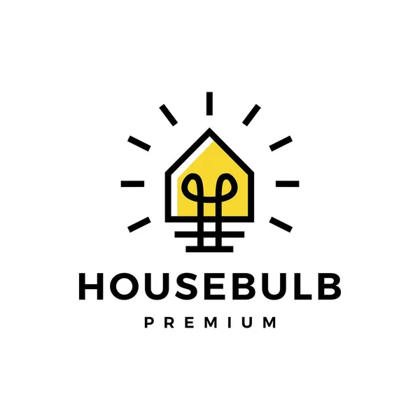 House Home Bulb Lamp Idea Smart Think Logo Vector Icon — Stok Vektör