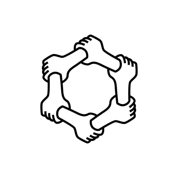 Birbirlerini Tutan Altı Logo Vektör Ikonu Resimlemesinde Birlikte Çalışırlar — Stok Vektör