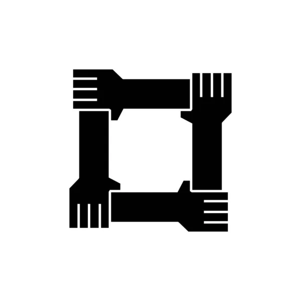 Чотири Руки Тримають Один Одного Логотип Векторна Ілюстрація Піктограми — стоковий вектор