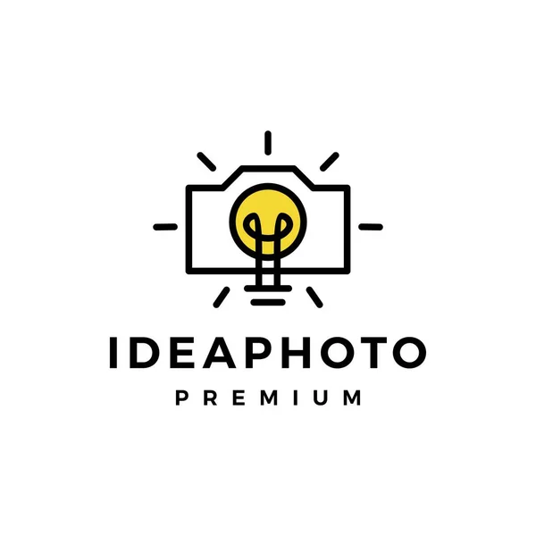 Idea Lámpara Foto Bombilla Inteligente Pensar Logo Vector Icono Ilustración — Vector de stock