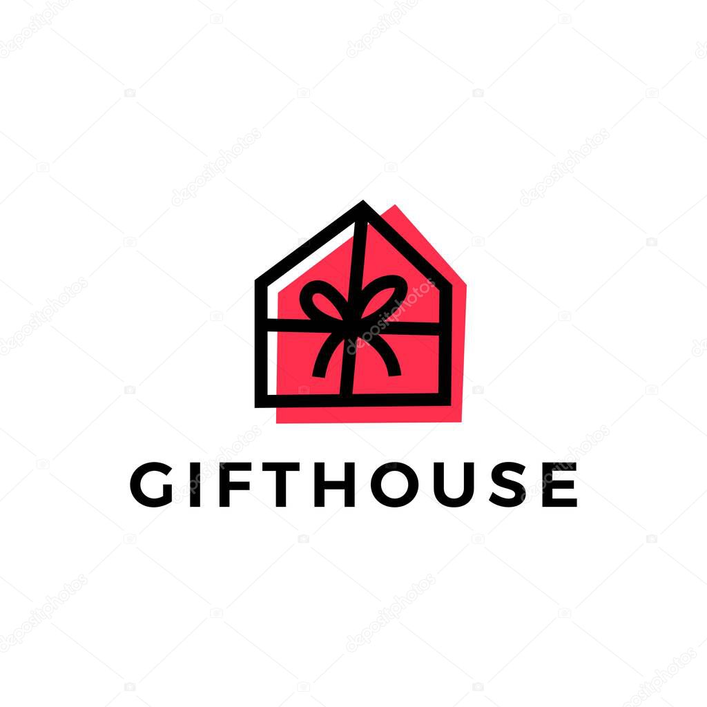 Gift house logo vector icon illustration