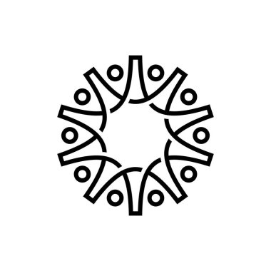 On kişi aile işi çeşitlilik ana hatları monoline logo vektör resimleme