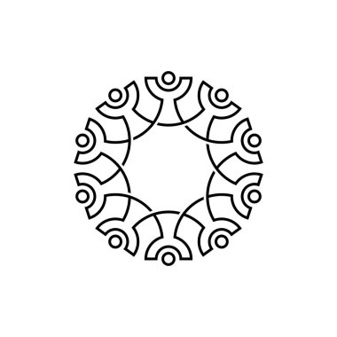 On kişi aile işi çeşitlilik ana hatları monoline logo vektör resimleme