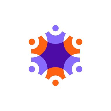 Altı kişi üst üste gelen aile takımı çalışma çeşitliliği logo vektör resimlemesi