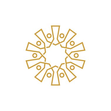 On kişi aile işi çeşitlilik ana hatları monoline logo vektör resimleme