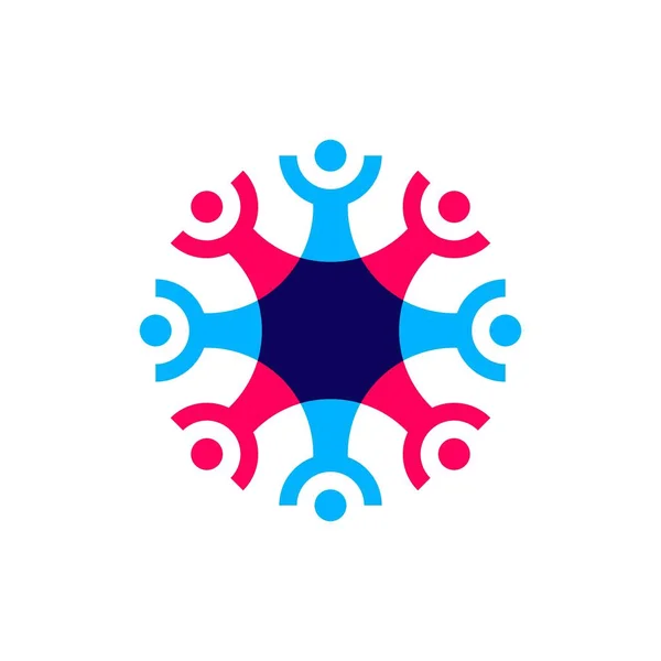 Οκτώ Άτομα Επικάλυψη Οικογενειακή Ομάδα Εργασία Ποικιλομορφία Λογότυπο Διάνυσμα Εικονογράφηση — Διανυσματικό Αρχείο