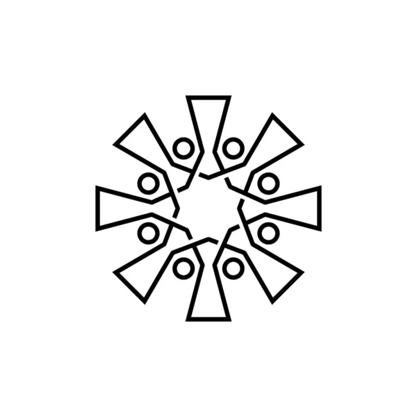 Вісім Чоловік Сімейна Команда Працює Над Різноманітністю Контурів Монолітного Логотипу — стоковий вектор