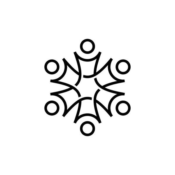 Шість Чоловік Сімейна Команда Працює Над Різноманітністю Контурів Монолітного Логотипу — стоковий вектор