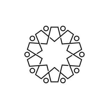 On kişi aile işi çeşitlilik ana hatları monoline logo vektör resimleme