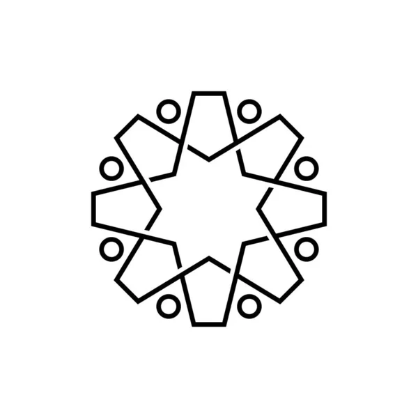 Вісім Чоловік Сімейна Команда Працює Над Різноманітністю Контурів Монолітного Логотипу — стоковий вектор