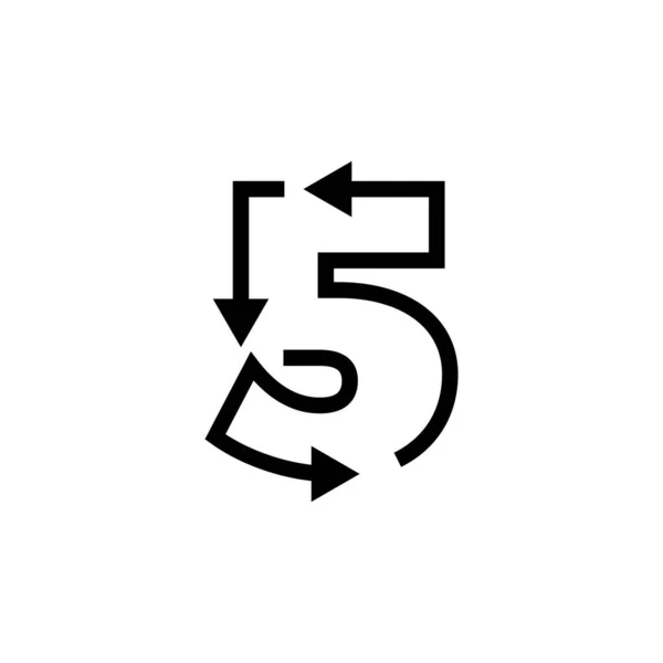 Cinque Numeri Riciclare Logo Vettoriale Icona Illustrazione — Vettoriale Stock