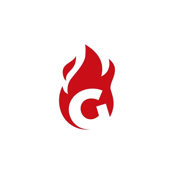 Lettera Fuoco Fiamma Logo Vettoriale Icona Illustrazione — Vettoriale Stock