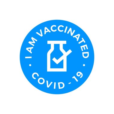 Aşı kontrolü. Covid 19 logo vektör illüstrasyonum var.