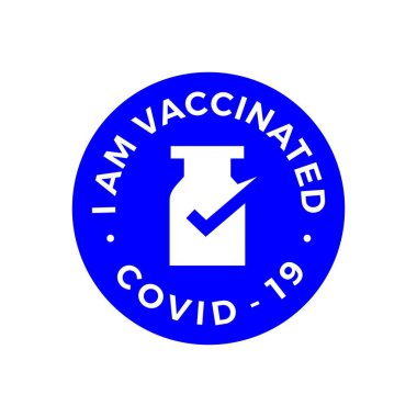 Aşı kontrolü. Covid 19 logo vektör illüstrasyonum var.