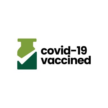 Aşı kontrolü. Covid 19 logo vektör illüstrasyonum var.